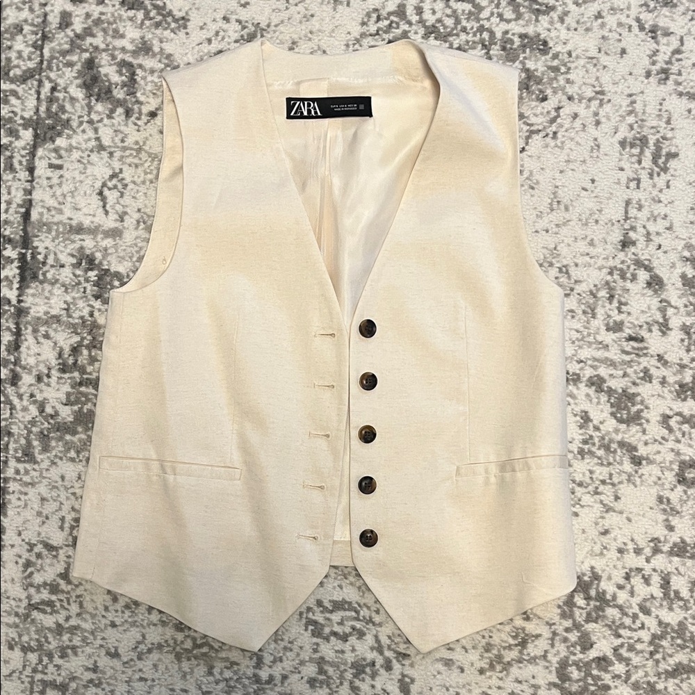 Zara Off-White Tailored Vest